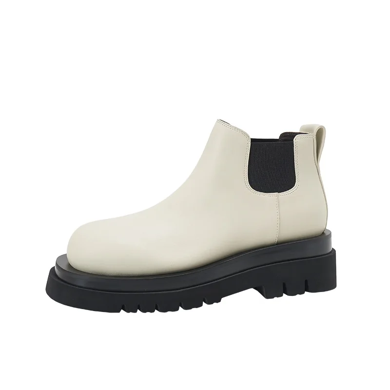 Chelsea Boots Women Autumn New Comfortable Round Toe flat Heel Low  Short  Retro Simplicity Ankle  Black