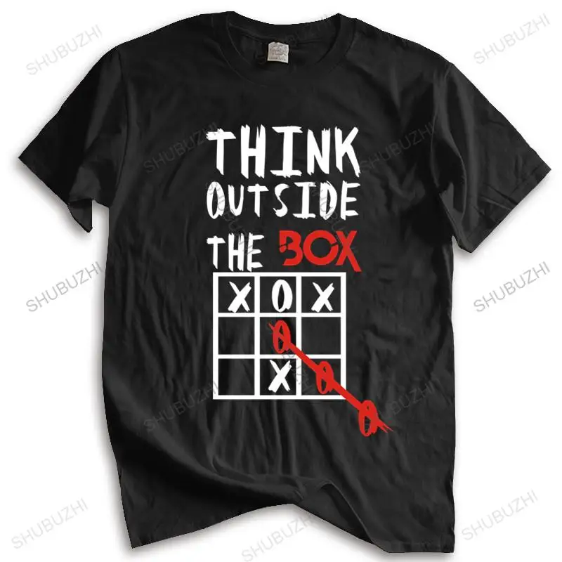 

Cotton Tshirt Men Crew Neck Tops Think Outside the Box Funny Mens Tshirt Tee Top Unisex Teeshirt Euro Size