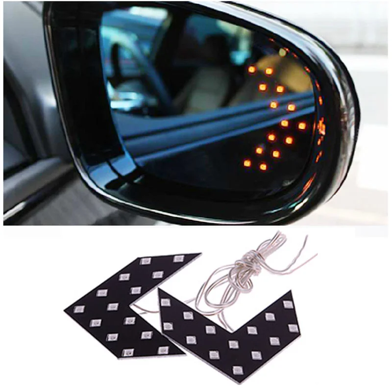 

2X Car LED Rear View Mirror Arrow Panel Light Mirror Indicator Turn Signal Bulb Car LED Rearview Mirror Light Styling Red Yellow