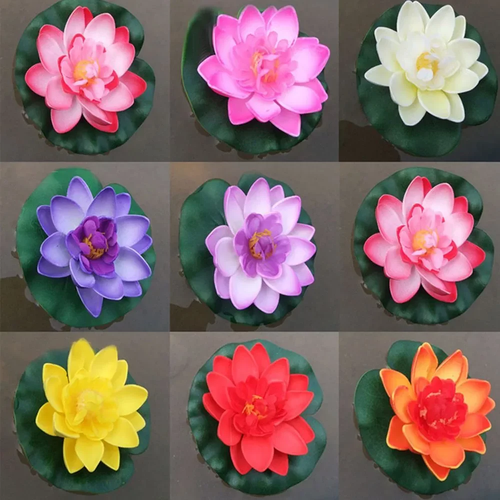 

Pcs Floating Lotus Mixed Color Artificial Flower Lifelike Water Lily Micro Landscape for Wedding Pond Garden Fake Plants Decor