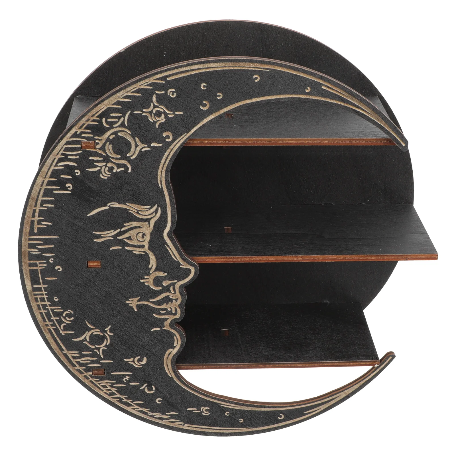 Полка настенная с подвижным креплением в виде Луны Декор хрустальный деревянный