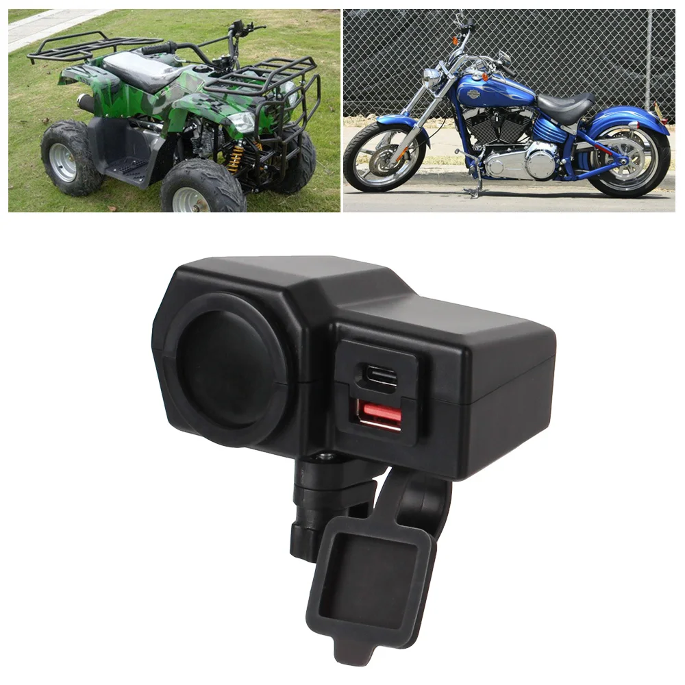 

Motorcycle Handlebar Charger Adapter 12V-24V Dual USB Socket Digital Voltage Meter Power Supply Socket Waterproof