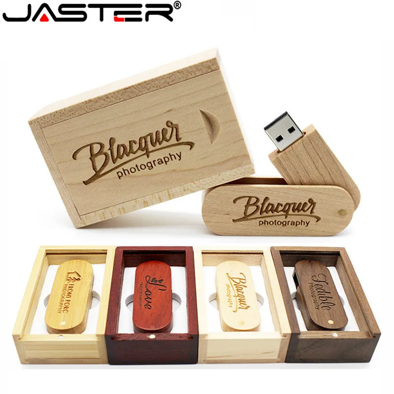 

JASTER walnut maple wood Free Custom Logo USB 2.0 4GB Pendrive 16GB 32GB memory flash drive U stick Wedding Photography Gifts