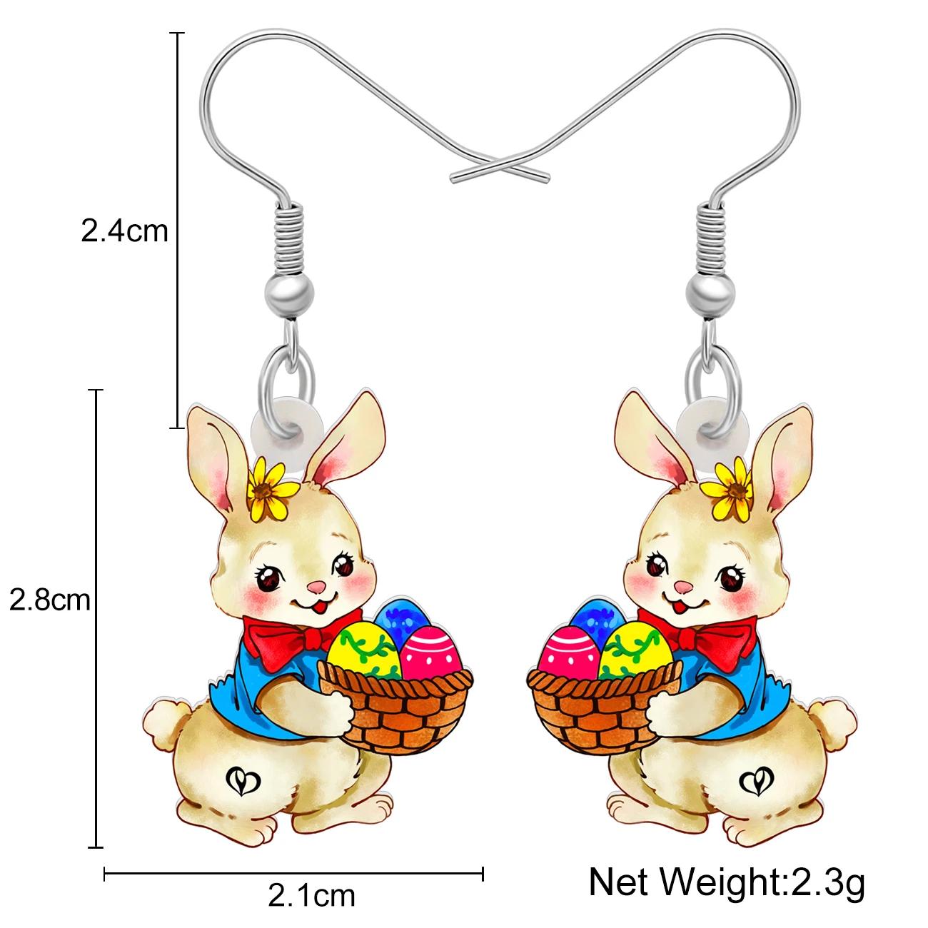 Bonsny акриловые пасхальные яйца корзины кролик серьги украшения милые Висячие