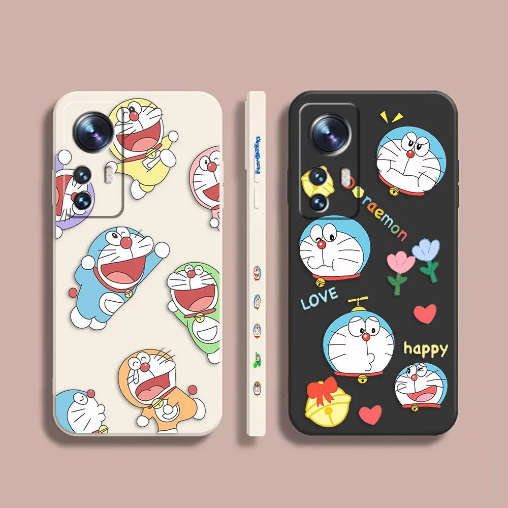 

Case For Xiaomi 13 12 12S 11 11T 10 10S 9 9SE 8 8SE Pro Ultra Lite Colour Simple Liquid Silicone Case Funny D-Doraemon