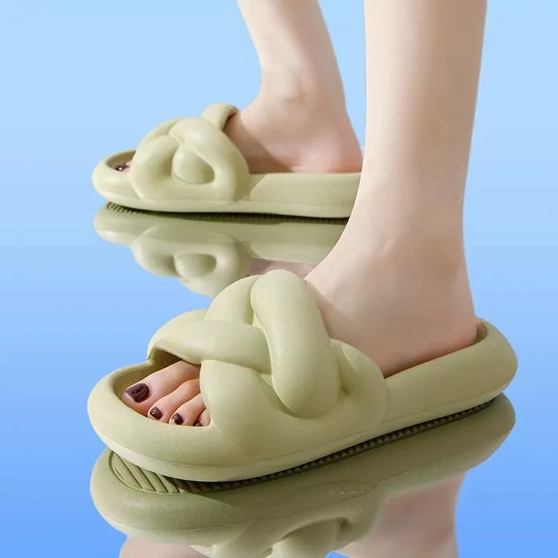 Comwarm Home Cloud Slippers For Women Cross Design Sandals Female Soft Sole Bathroom Sandals Outdoor Beach Thick Bottom Slides