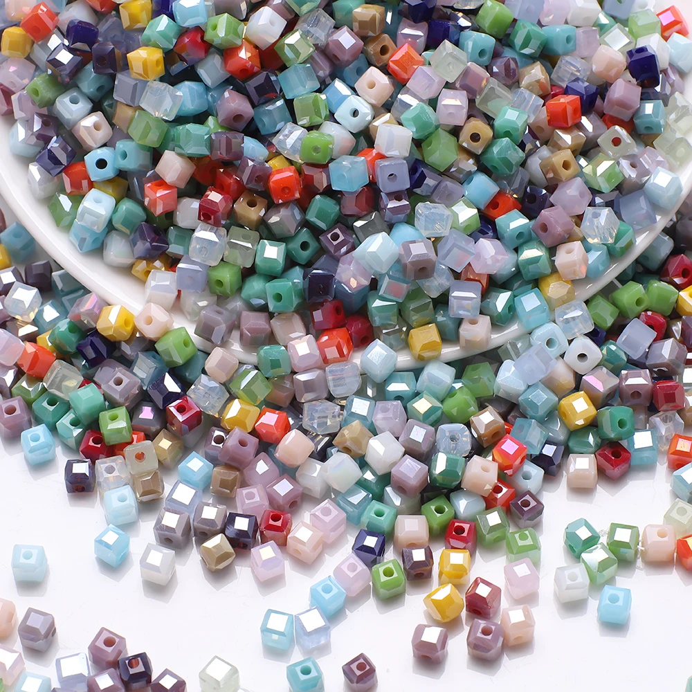 95 шт./лот 4 мм AB чешское стекло квадратный граненый кристалл куб свободные бусины