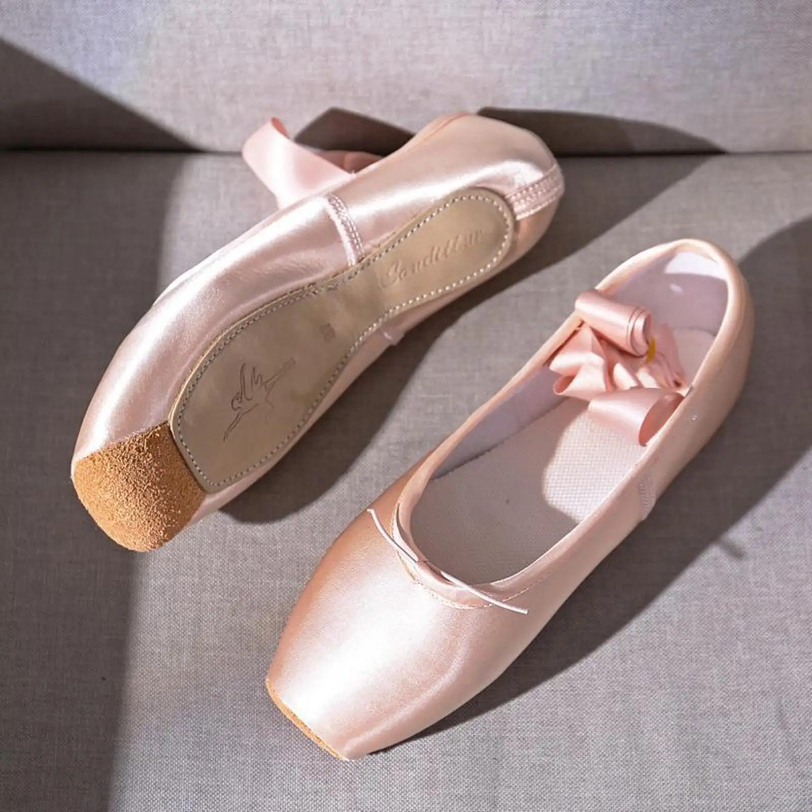 

Satin Pointe Shoes for Girls and Ladies Professional Ballet Dance Shoes with Ribbon for School or Home