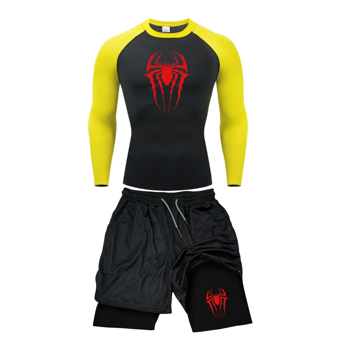 Компрессионный костюм мужской футболка и штаны комплект для фитнеса бокса Муай
