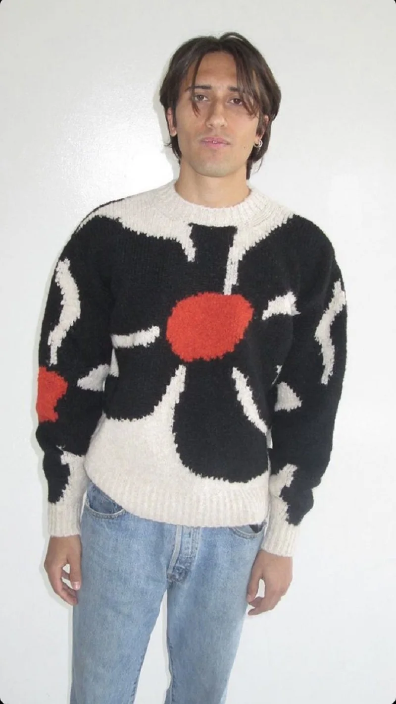 

Женская одежда, Вязаный Свитер оверсайз в стиле Харадзюку, свитер с круглым вырезом и принтом для девочек, уличная одежда унисекс, Мужской пуловер