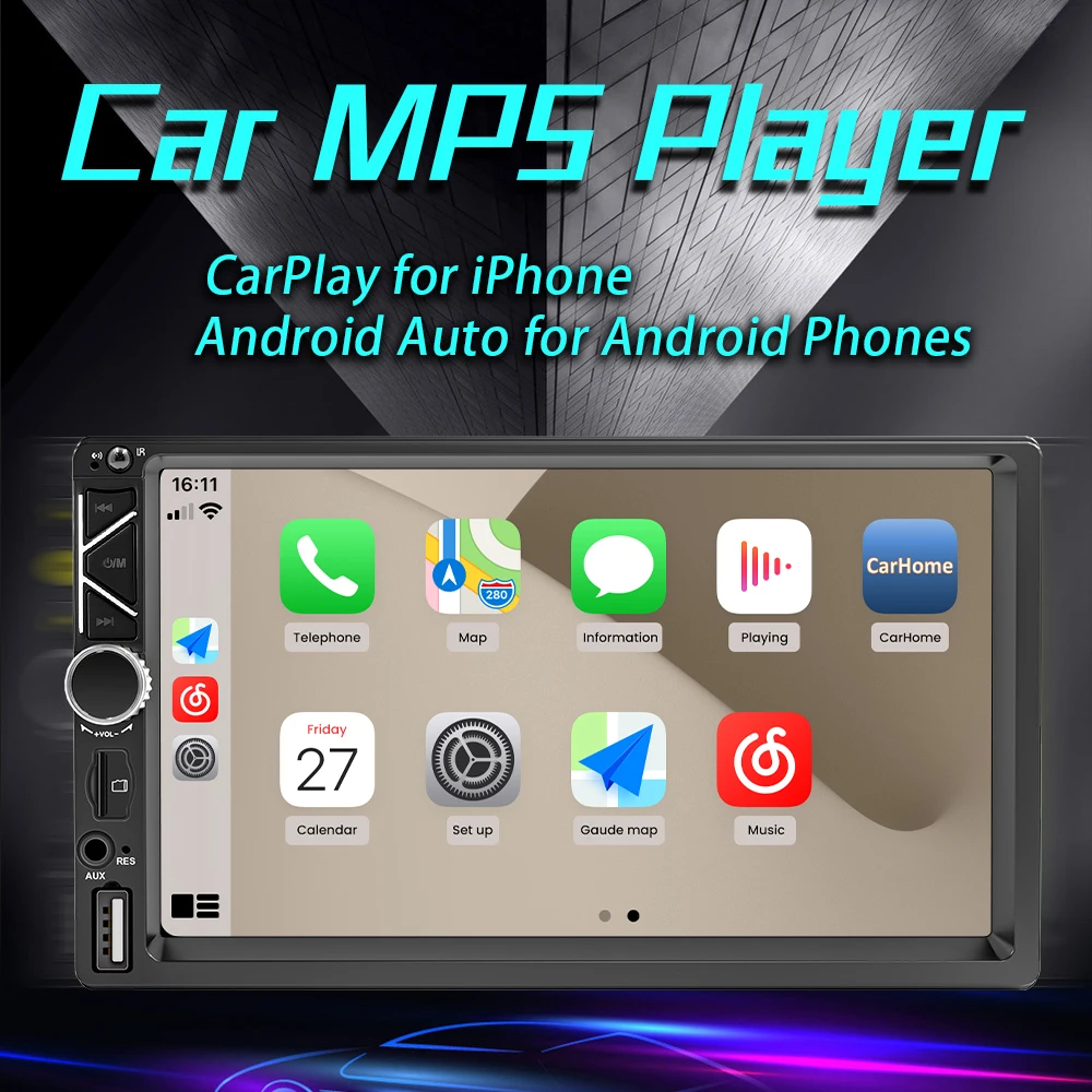 Универсальный 7-дюймовый автомобильный MP5-плеер Carplay 2 DIN Bluetooth-приемник гарнитура