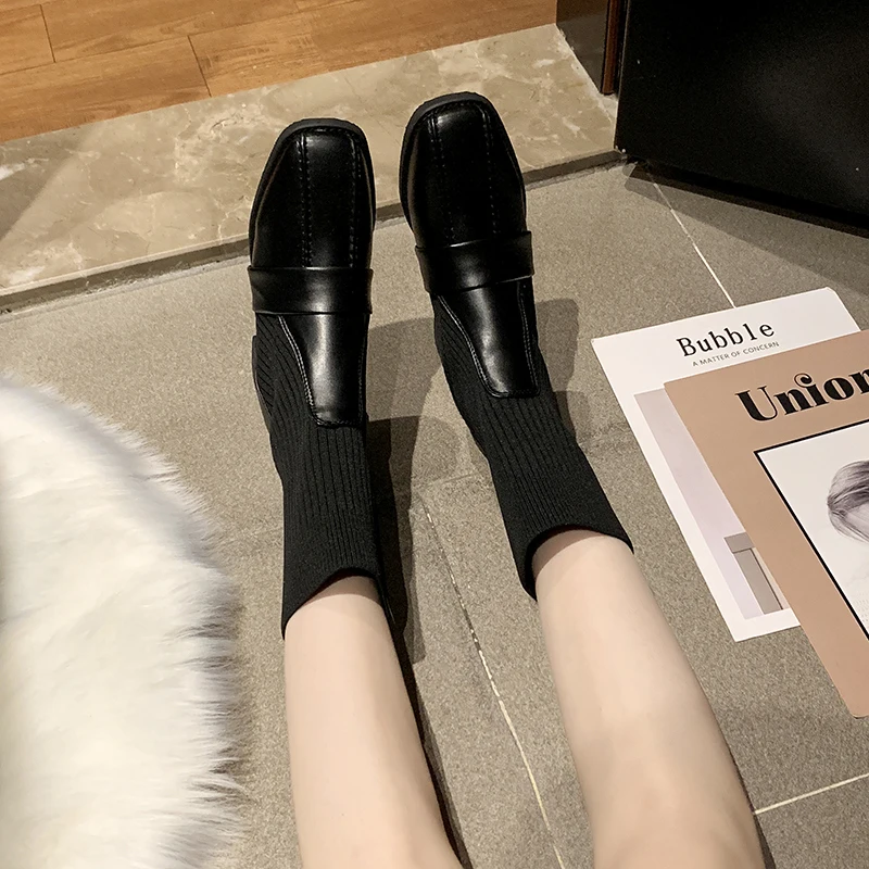 

Autumn and Winter Socks Shoes Women's Short Boots 2022 Thin Boots Net Red Fashion New Wild short Boots Female British Style