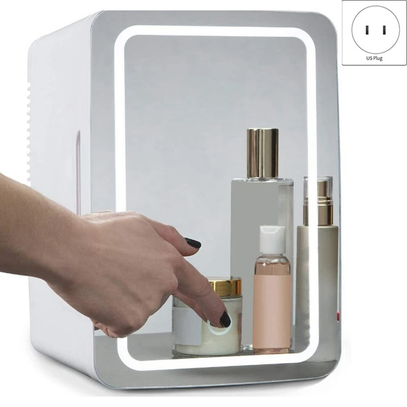 

Mini Portable Beauty Fridge Refrigerator 5 Liter Cooler & Warmer LED Lighting Mirror For Skincare,Bedroom Travel
