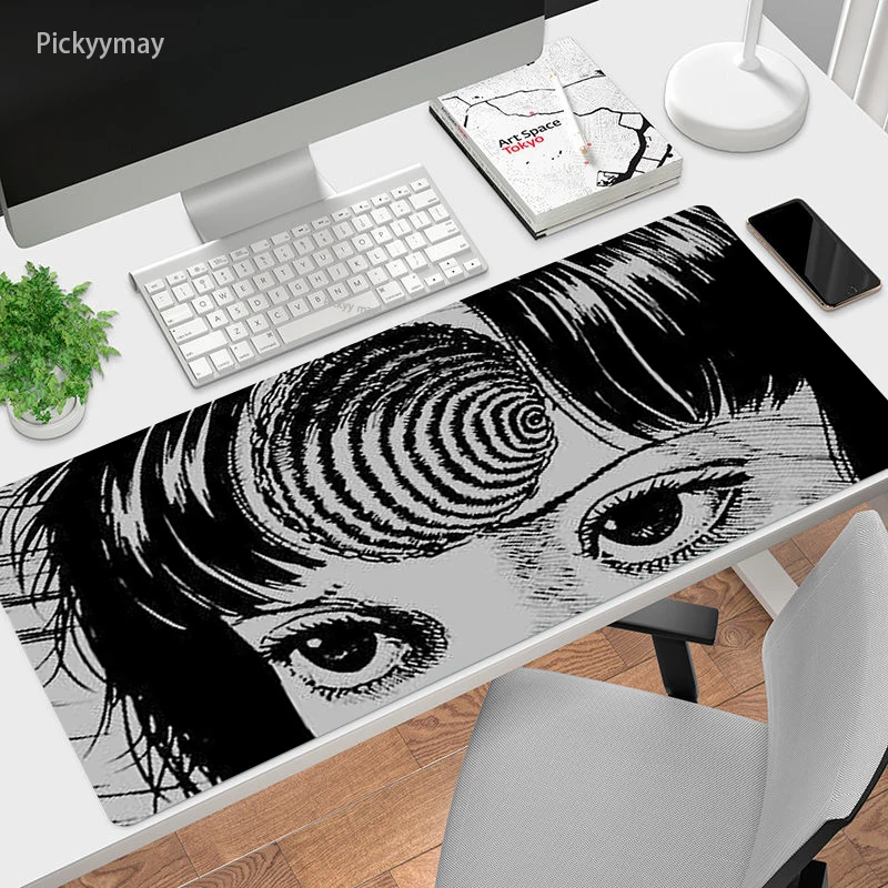 Большой коврик для мыши Junji Ito с ужасным комиксом Настольный игровой нескользящий