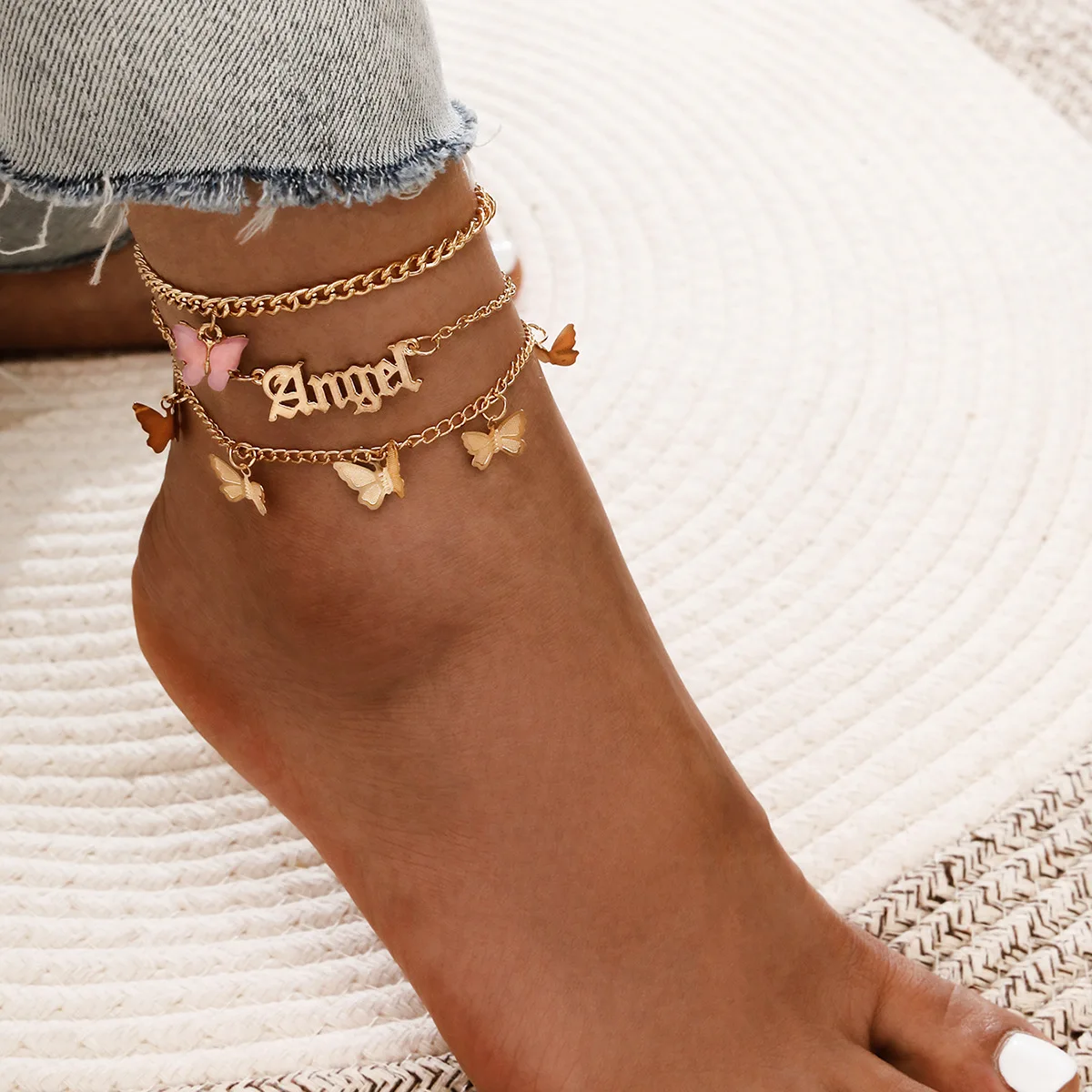 

3 PCS/Set Simple Figaro Chain Anklets for Women Fashion Gold Silver Color Ankle Bracelet on Leg Bohemian Beach Foot Jewelry