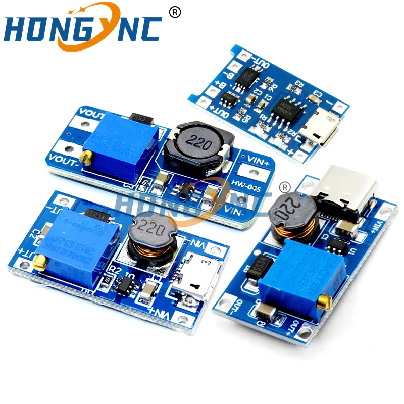 Модуль повышения яркости MT3608 Регулируемый 2 в-24 в до 5 В 9 12 28 TP4056 1A 18650