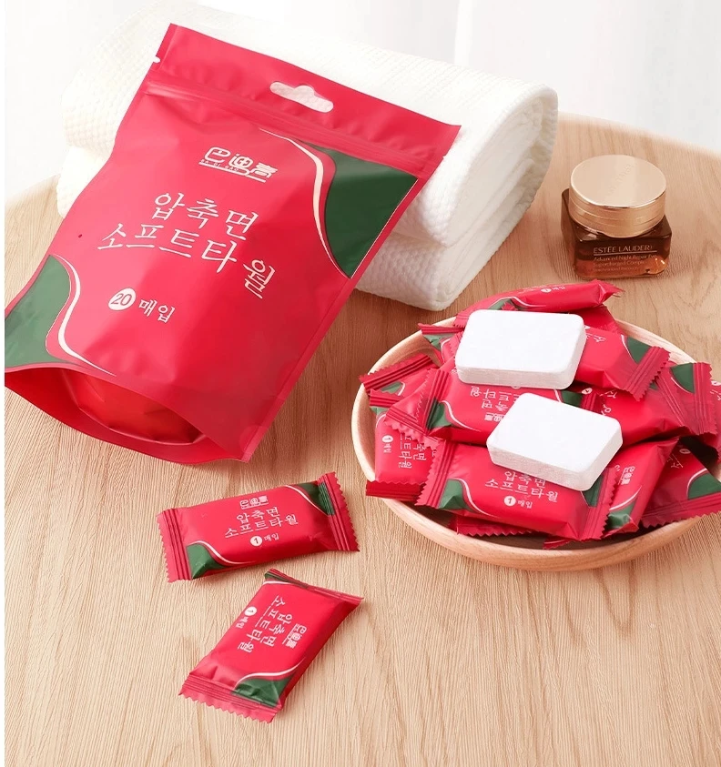 

20 Piece Disposable Travel Towels Compressed Facial Wipes Compact Tablet Mini Wipes Wipes Triangular Wipes Tissues