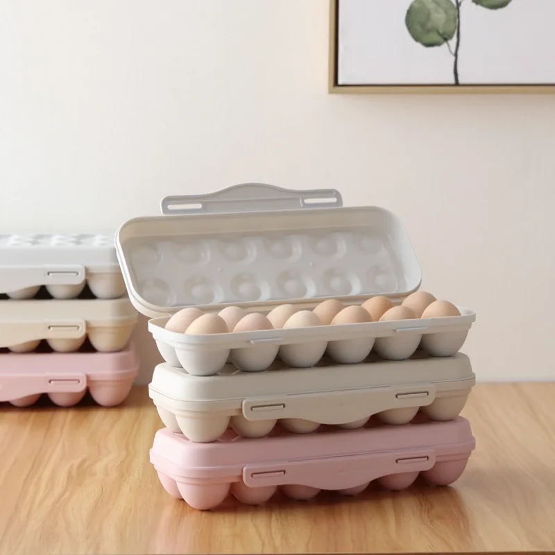 

12/18 Grid Drawer Type Egg Storage Box Egg Crisper Kitchen Egg Tray Refrigerator Storage Container Pink
