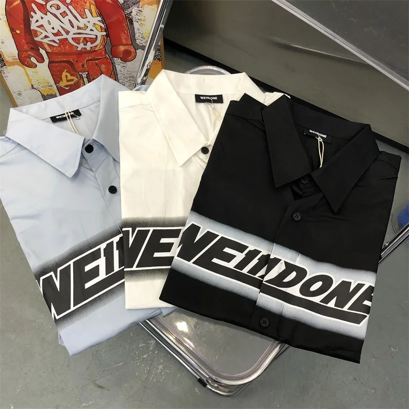 

Рубашка WE11DONE с буквенным принтом для мужчин и женщин, свободная повседневная рубашка 1:1