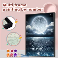 ruopoty diy painting by numbers with multi aluminium frame kits 60x75cm moon night diy craft picture paint home decor gift