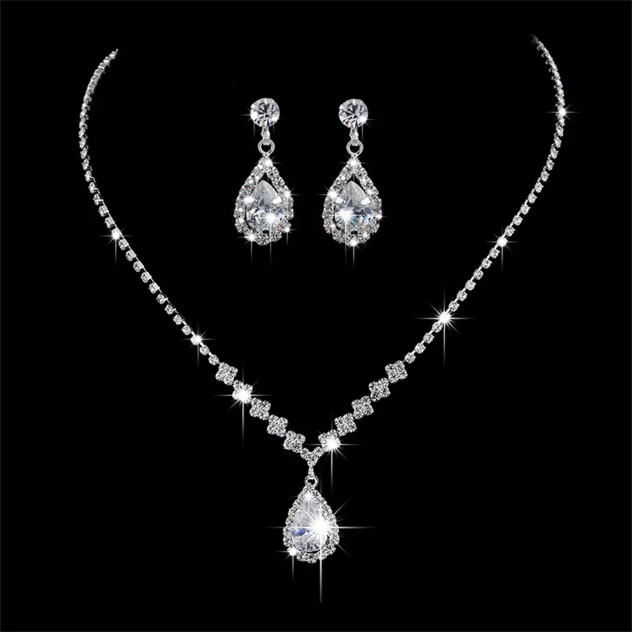 

New Fashion Exquisite Jewelry Sets For Women Wedding Party Accessories Cubic Zircon Stud Earrings & banquet Necklace Gift 2023