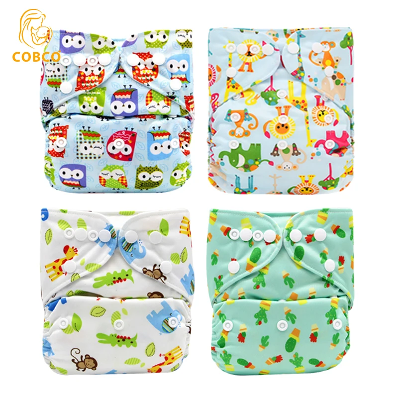 

4PCS Washable Eco-friendly Baby Cloth Diaper Training Pants Ecological Adjustable Nappy Reusable Diaper Fit 0-2year 3-15kg
