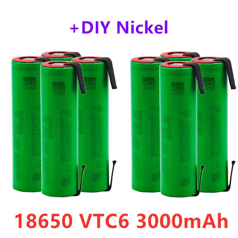 

100% Original VTC6 3.7V 3000mAh 18650 Li-ion Battery 30A Discharge for US18650VTC6 Tools Batteries+DIY Nickel Sheets