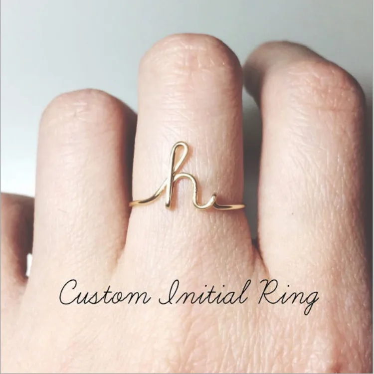 

A-Z 26 Letters Initial Name Rings for Women Men Gold Silver Color Geometric Simple Creative Gifts Finger Rings Jewelry Wholesal
