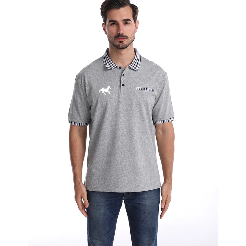 

Summer Casual Polo Shirt Sell Well Solid Colour Print Men's