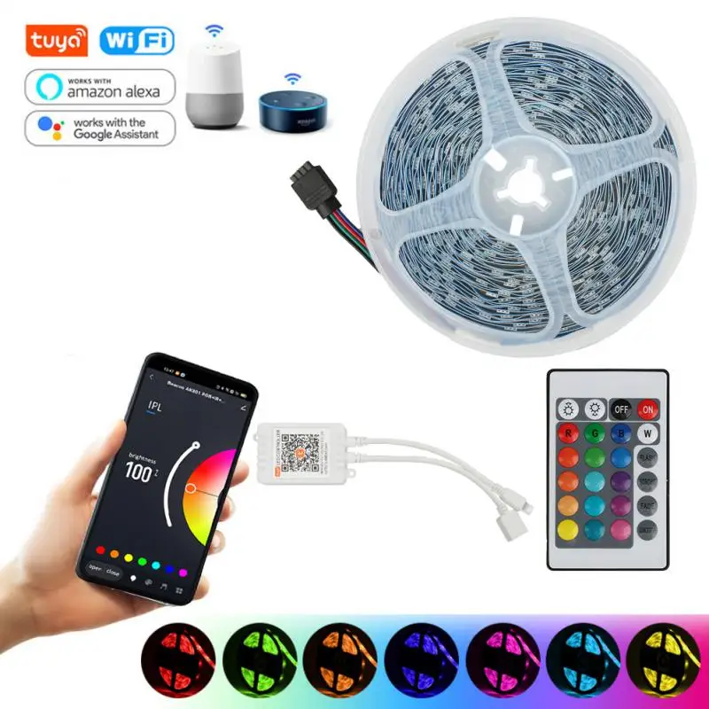 

Tuya WiFi Infrared LED Strip Light RGB 5050 Flexible LED Lamp Tape Ribbon For Room Computer TV BackLight Diode Decor