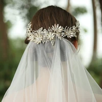 trendy wedding tiara baroque crystal flower leaf headdress gold rhinestone headband bridal hair jewelry wedding accessories
