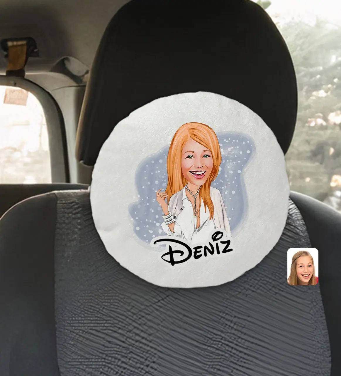 

Персонализированная женская модель, карикатура на круглое автомобильное сиденье yastığ2