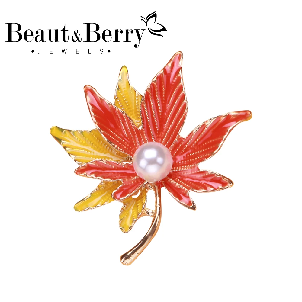 

Beaut&Berry Leaves Maple Brooches Women Men Enamel Leave Flower Party Office Brooch Pins Gifts