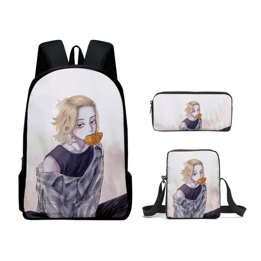 

Hip Hop Manjiro Ryuguji Ken Tokyo Revengers 3pcs/Set Backpack 3D Print Student Bookbag Laptop Daypack Shoulder Bag Pencil Case