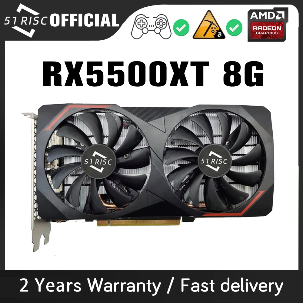 Графическая карта 51RISC RX5500XT 5500 XT 8 ГБ, графический процессор Radeon RX5500 RX5500XT, видеокарты для настольного ПК, карты AMD, компьютерные игры, Майнинг ETH - 200 лучших товаров с Али