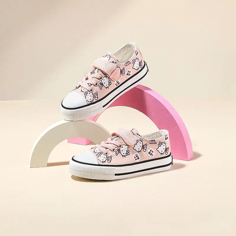 

Anime Cartoon Hello Kitty Children Shoes Girl Canvas Shoes New Children Outdoor Anti Slip Breathable Versatile Casual Board Shoe