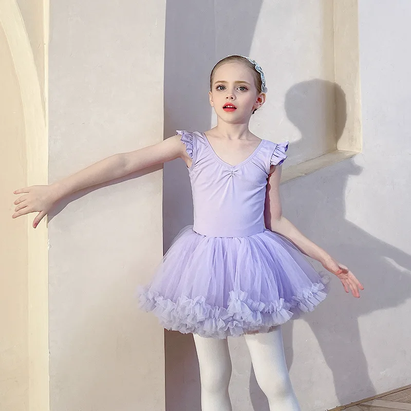 

Детское Хлопковое платье Dacing, балетные костюмы для девочек, розовые детские блестящие костюмы