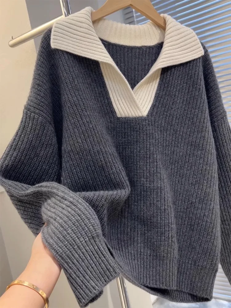 Осенне-зимний свитер из 100% мериносовой шерсти женский вязаный пуловер с