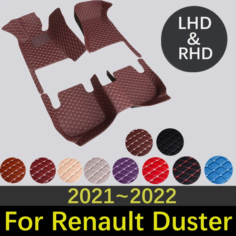 

Custom Leather Car Floor Mats For Dacia Duster Renault Duster HM 2021~2022 Fashion Automobile Carpet Rugs Foot Pads Interior