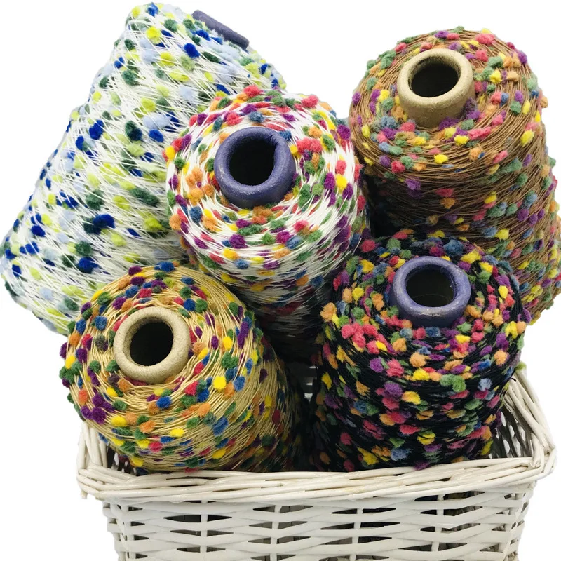 250g/Ball Mohair Wool Yarn w/ Pompom Ball for Knitting Crocheting Bubble Pingpong Thread Crochet Sweater Scarf Croche Handknit
