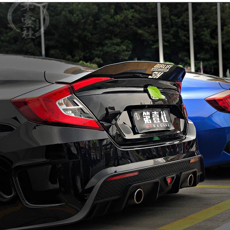 

ABS спортивный автомобиль, задний багажник, углеродное волокно, глянцевый черный цвет, спойлер в стиле JDM, крыло для HONDA Civic 10 2016-2019