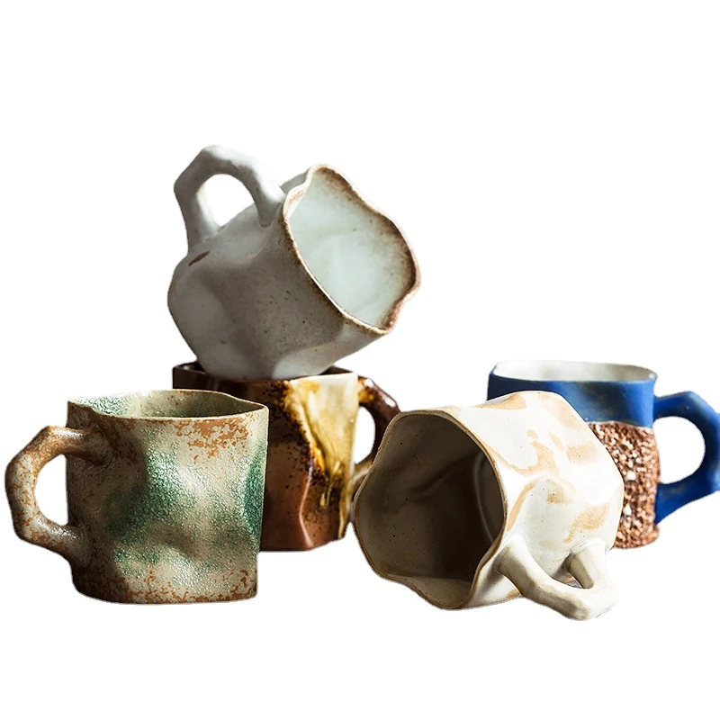 

Ins Rough Pottery Mug 300ml Ceramic Coffee Cup Handgrip Tea Mug Creative Ceramic Couple Water Cup Gift