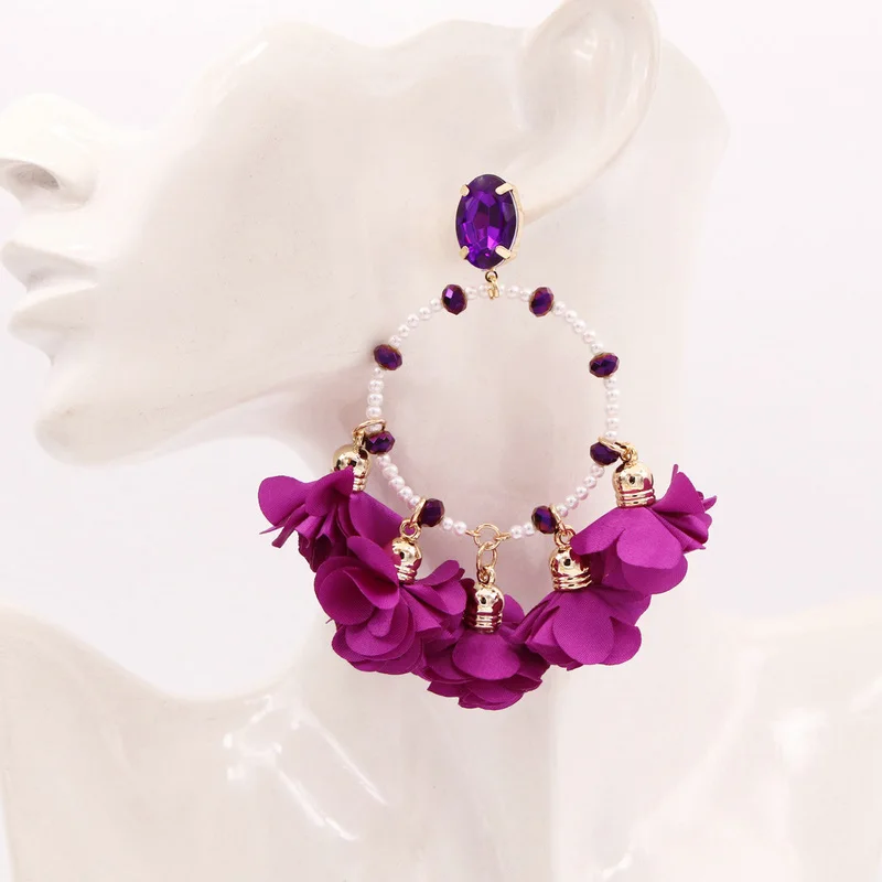 

Fashion Indian Earrings Women's Bohemian Tassel Flower Earrings Colorful Round Pendant Earrings Hot Selling New Jewelry Gift