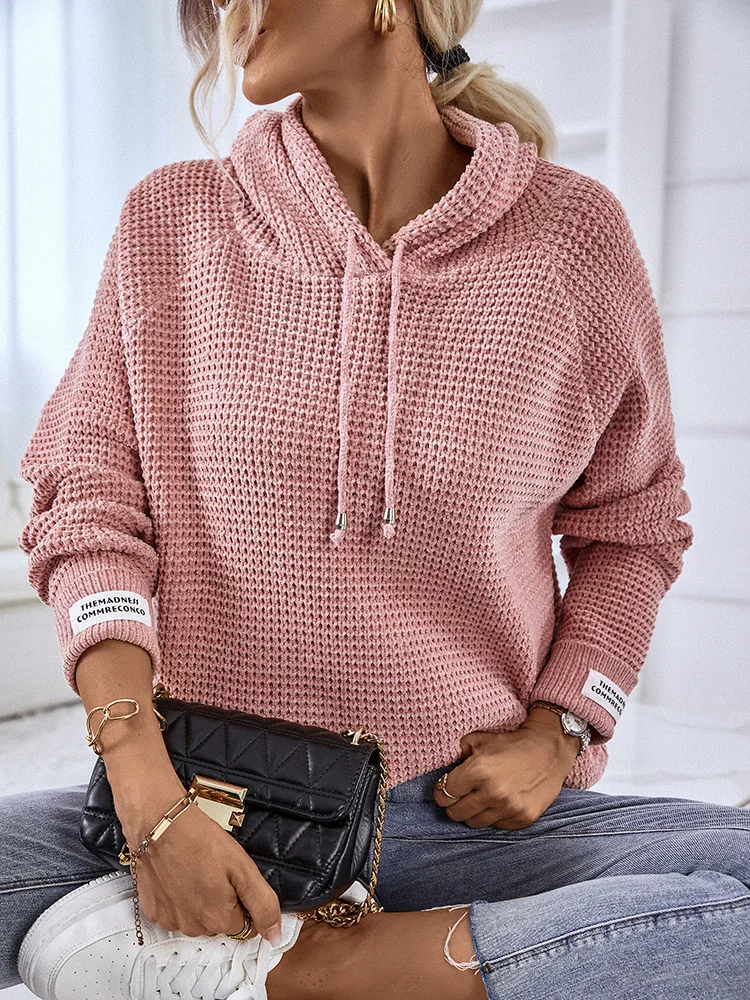 

Fitshinling Fashion New In Hoody Pullover Sweater Women Clothing Winter Tops Knitwear Patchwork Athleisure Pulls Femme 2023 Sale