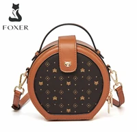 foxer brand new fashion round bag girls mini totes premium woman handbag female messenger bag pvc leather circular shoulder bag
