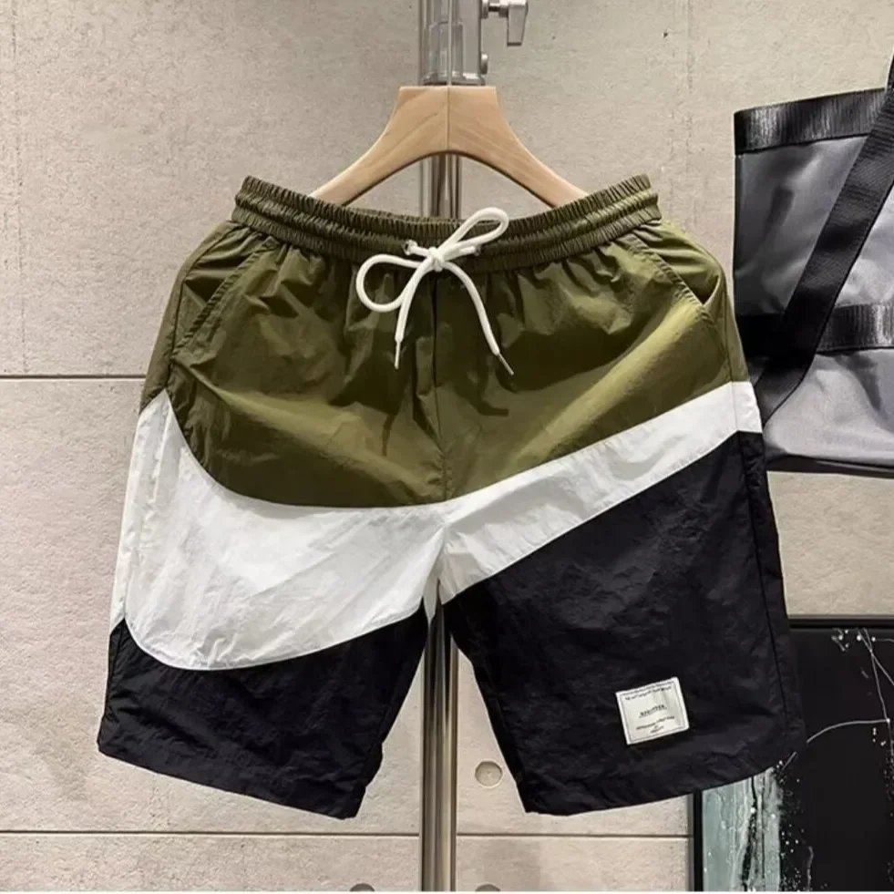 Модные брендовые мужские повседневные шорты свободного кроя с цветными блоками