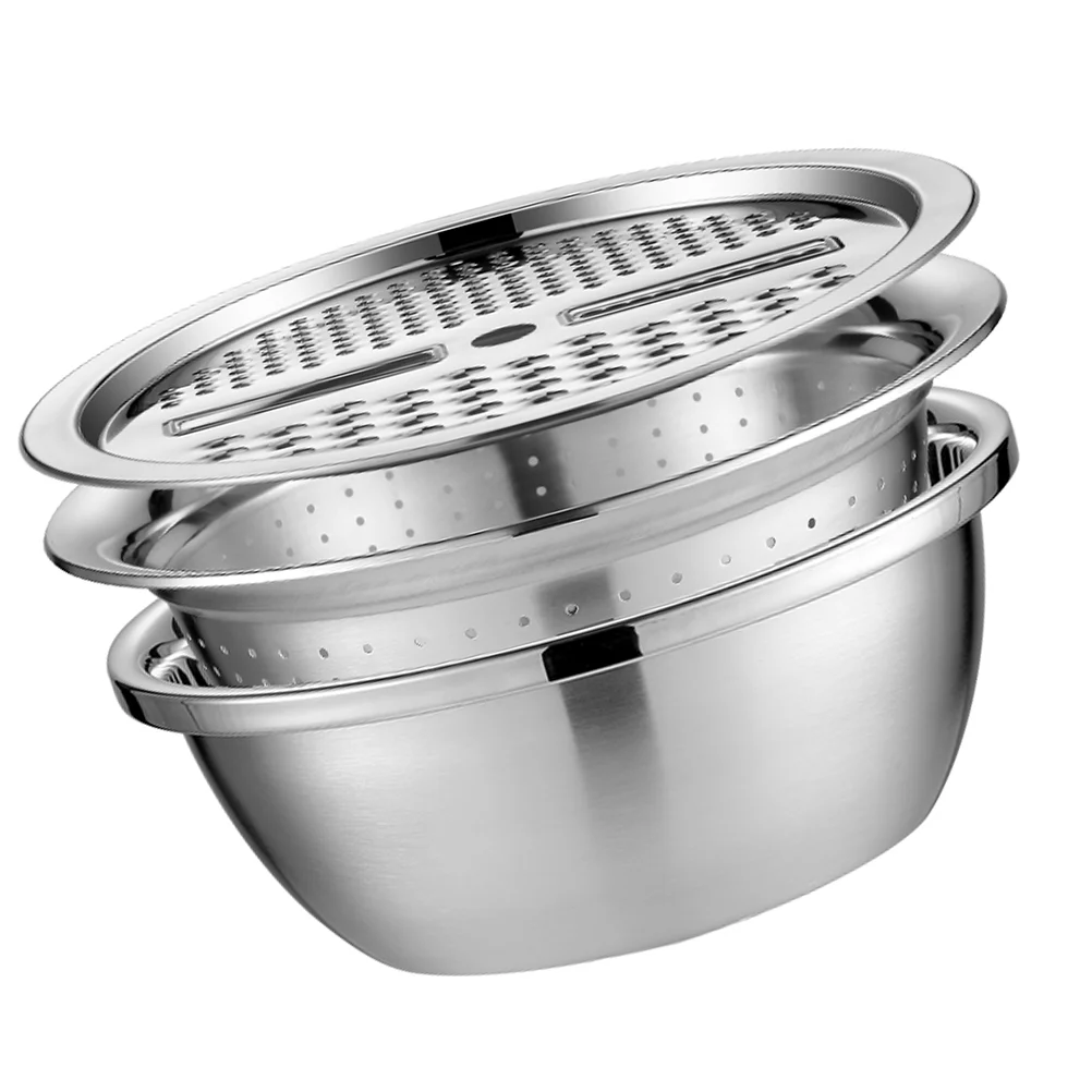 

Vegetable Grater Bowl Slicer Colander Kitchen Fruit Strainer Basketwashing Steel Stainless Rice Drain Basindicer Julienne Cheese