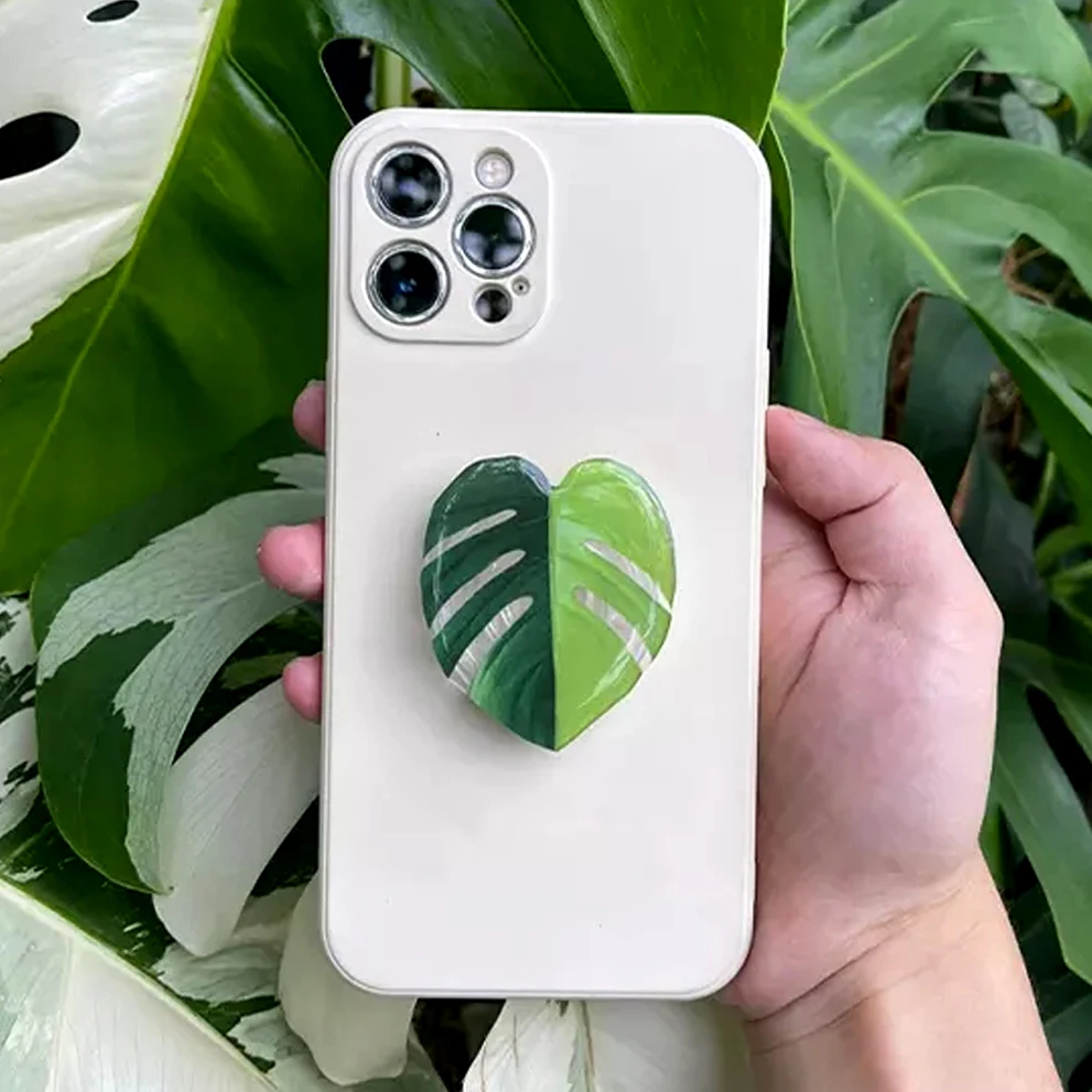 

Air Socket Folding Grip Pretty Leaf Acrylic Phone Holder For iPhone13 Universal phone bracket Samsung S22 PLUS UTRAL