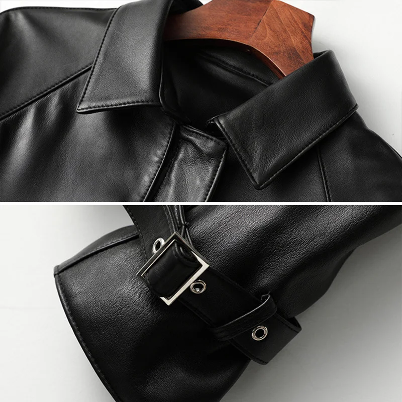 Женская Повседневная кожаная куртка облегающее качественное пальто из