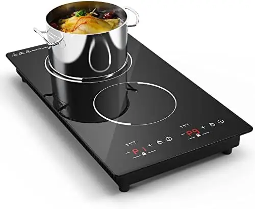 

Induction Cooktop 2 Burners 12 inch Portable Countertop Burner and Built-in Cooktops 110v,with Sensor Touch Black Crystal LED Sc